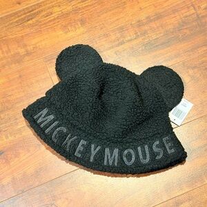 Disney Black Mickey Mouse Ears Fleece Bucket Hat